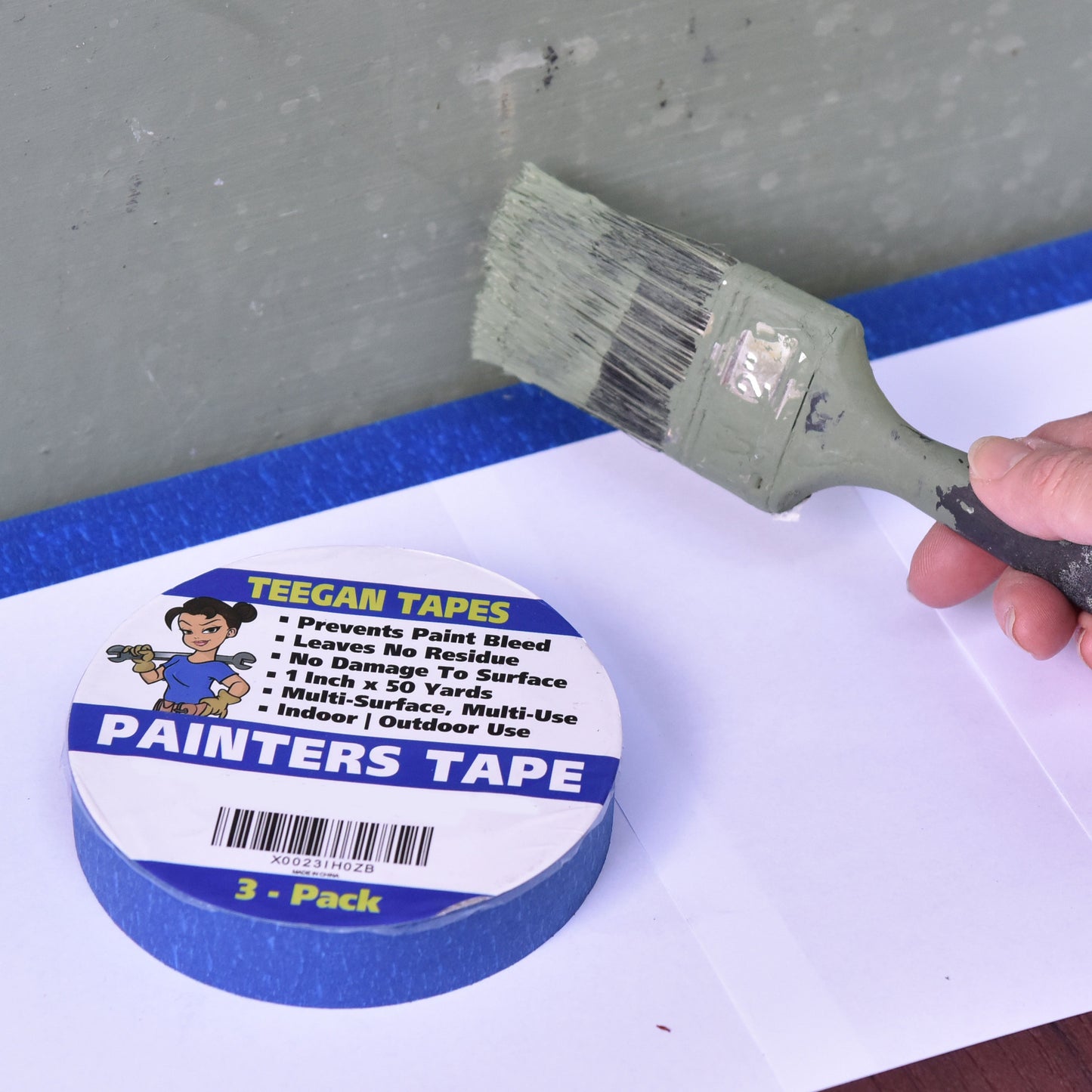 Teegan Painters Tape, 3-Pack (1 In x 50 Yards)