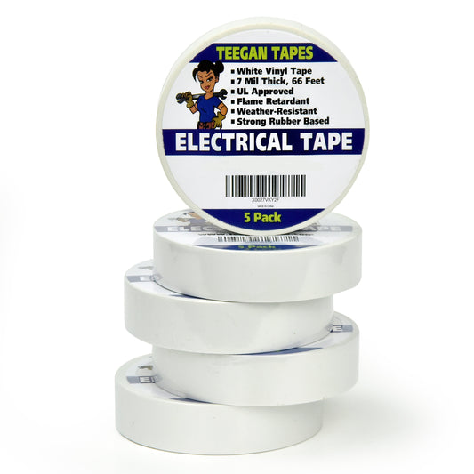 Teegan Electrical Tape -5 Pack White Vinyl