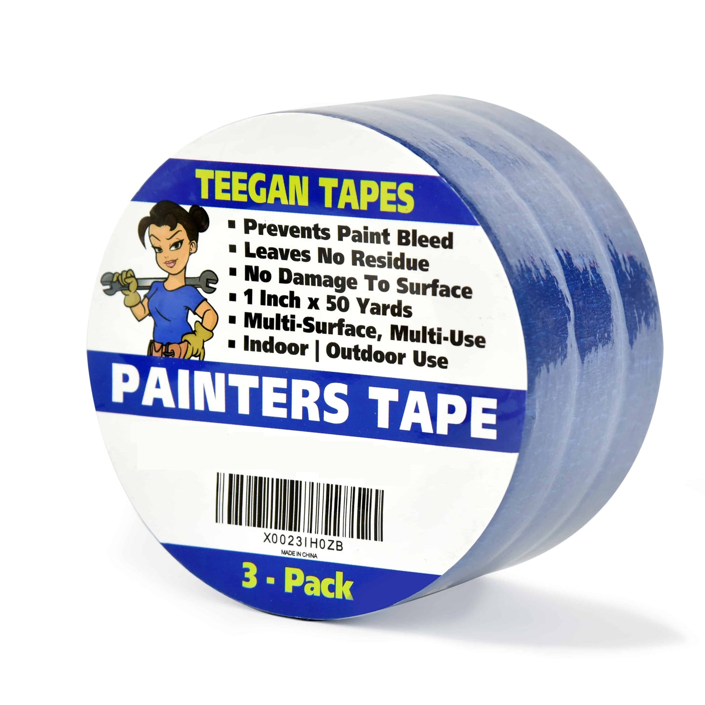 Teegan Painters Tape, 3-Pack (1 In x 50 Yards)